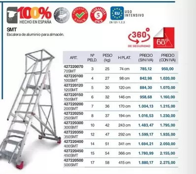 Oferta de Faraone - SMT/ Escalera De Aluminio Para Almacen por 950€ en Coinfer