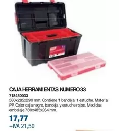 Oferta de Caja Herramientas Numero 33 por 17,77€ en Coinfer