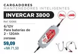 Oferta de Cargadores Mantenedores Inteligentes Invercar 3800 por 59,09€ en Coinfer