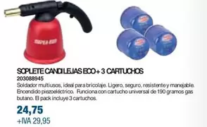 Oferta de Soplete Candilejas Eco+3 Cartuchos  por 24,75€ en Coinfer