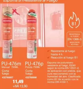 Oferta de Espuma B1 Resistente Al Fuego por 11,49€ en Coinfer