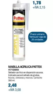 Oferta de Pattex - Masilla Acrilica por 2,48€ en Coinfer