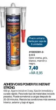 Oferta de Quilosa - Adhesivos Power Fix Instant Strong por 7,4€ en Coinfer