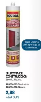 Oferta de Soudal - Silicona De Construcción por 2,88€ en Coinfer