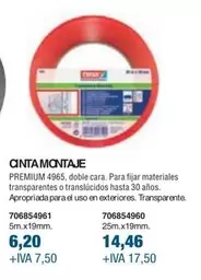 Oferta de Cinta Montaje por 6,2€ en Coinfer