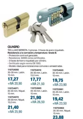 Oferta de Cilindro por 17,27€ en Coinfer