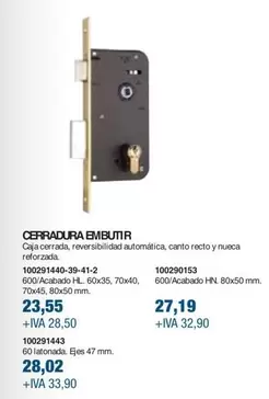 Oferta de Cerradura Embutir por 23,55€ en Coinfer