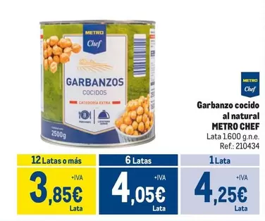 Oferta de Metro Chef - Garbanzo Cocido Al Natural por 4,25€ en Makro