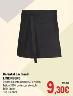 Oferta de Delantal Barman H Line Negro por 9,3€ en Makro