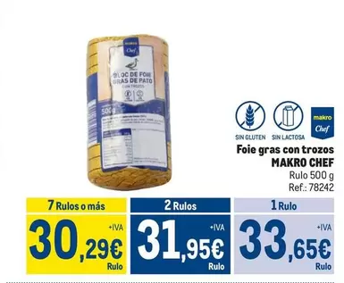 Oferta de Makro Chef - Foie Gras Con Trozos por 33,65€ en Makro