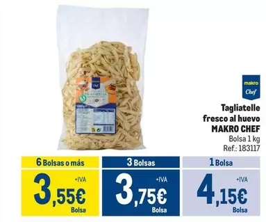 Oferta de Makro Chef - Tagliatelle Fresco Al Huevo por 4,15€ en Makro