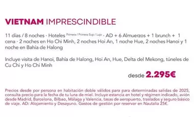 Oferta de Vietnam Imprescindible por 2295€ en Nautalia Viajes