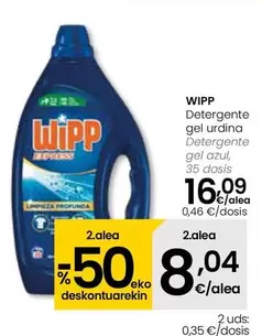 Oferta de Wipp - Detergente Gel Azul por 16,09€ en Eroski