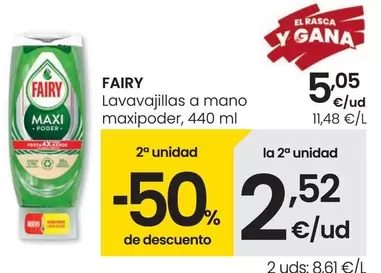 Oferta de Fairy - Lavavajillas A Mano Maxipoder por 5,05€ en Eroski