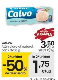 Oferta de Calvo - Atún Claro Al Natural por 3,5€ en Eroski