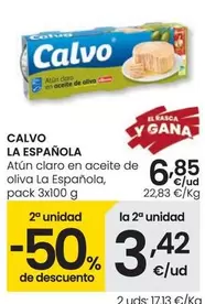 Oferta de Calvo La Española - Atún Claro En Aceite De Oliva  por 6,85€ en Eroski