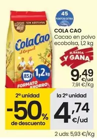 Oferta de Cola Cao - Cacao En Polvo  por 9,49€ en Eroski