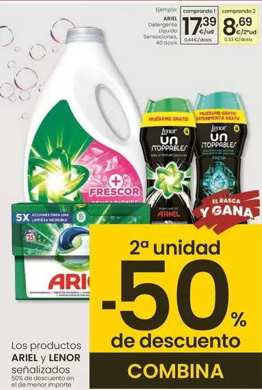 Oferta de Ariel - Detergente Líquido Sensaciones por 17,39€ en Eroski