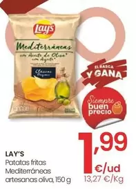 Oferta de Lay's - Patatas Fritas Mediterraneas Artesanas Oliva por 1,99€ en Eroski