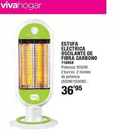 Oferta de Vivahogar - Estufa Electrica Oscilante De Fibra Carbono por 36,95€ en Ferrcash