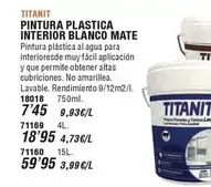 Oferta de Titanit - Pintura A Plastica Interior Blanco Mate por 3,99€ en Ferrcash