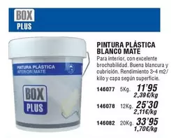 Oferta de Box Plus - Pintura Plástica Blanco Mate en Ferrcash