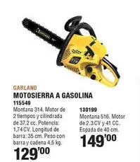 Oferta de Garland - Motosierra A Gasolina  por 129€ en Ferrcash