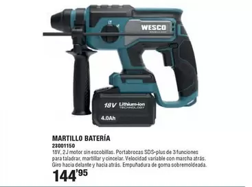 Oferta de Wesco - Martillo Batería por 144,95€ en Ferrcash