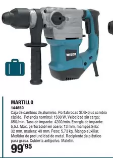 Oferta de Wesco - Martillo por 99,95€ en Ferrcash