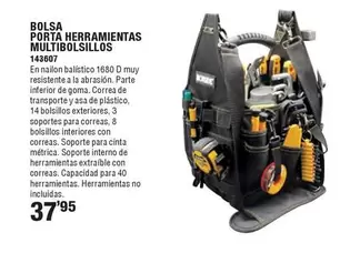 Oferta de Bolsa Porta Herramientas Multibolsillos por 37,95€ en Ferrcash