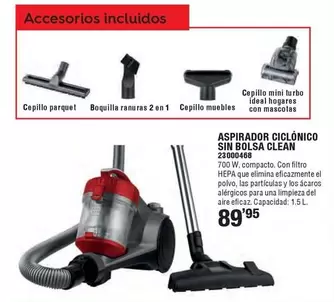 Oferta de Clean - Aspirador Ciclonico Sin Bolsa Clean  por 89,95€ en Ferrcash