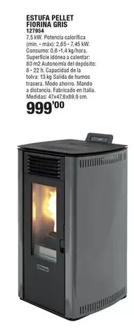 Oferta de Estufa Pellet Fiorina Gris por 999€ en Ferrcash