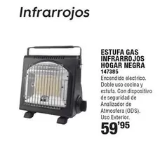 Oferta de Estufa Gas Infrarrojos Hogar Negra por 59,95€ en Ferrcash