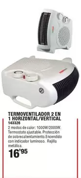 Oferta de Sonedas -  Termoventilador 2 En 1 Horizontal/Vertical por 16,95€ en Ferrcash