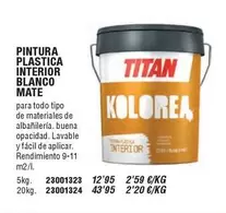 Oferta de Titan - Pintura Plastica Interior Blanco Mate por 2,2€ en Ferrcash