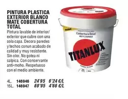 Oferta de Titanlux - Pintura Plastica Exterior Blanco Mate Cobertura Total en Ferrcash