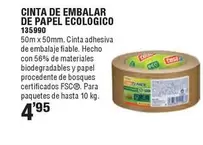 Oferta de Tesa - Cinta De Embalar De Papel Ecologico por 4,95€ en Ferrcash