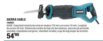 Oferta de Sierra Sable por 54,95€ en Ferrcash