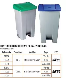 Oferta de Contenedor Selectivo Pedal Y Ruedas en Ferrcash