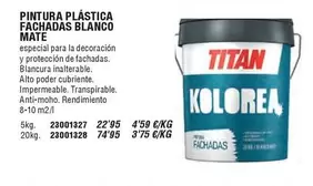 Oferta de Titan - Pintura Plástica Fachadas Blanco Mate por 3,75€ en Ferrcash