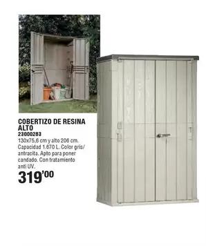 Oferta de Cobertizo De Resina Alto por 319€ en Ferrcash