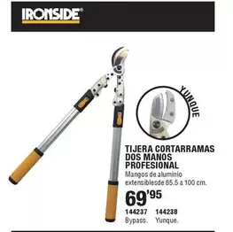 Oferta de Ironside - Tijera Cortarramas Dos Manos Profesional por 69,95€ en Ferrcash