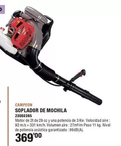 Oferta de Campeón - Soplador De Mochila por 369€ en Ferrcash