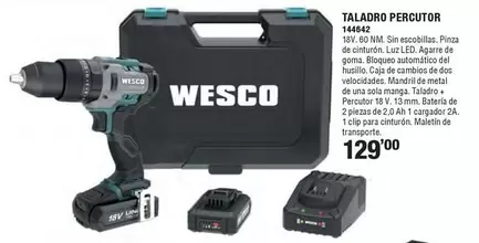 Oferta de Wesco - Taladro Percutor por 129€ en Ferrcash