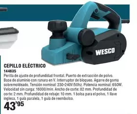 Oferta de Cepillo Eléctrico por 43,95€ en Ferrcash