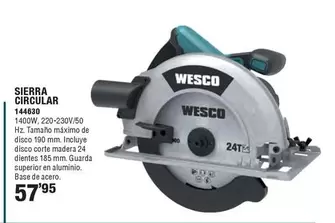 Oferta de Wesco - Sierra Circular  por 57,95€ en Ferrcash