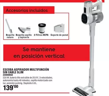 Oferta de Escoba Aspirador Multifuncion Sin Cable Slim por 139€ en Ferrcash