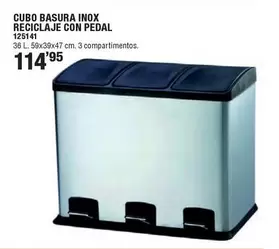 Oferta de Cubo Basura Inox Reciclaje Con Pedal por 114,95€ en Ferrcash