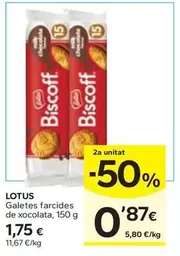 Oferta de Lotus - Galetes Farcides De Xocolata por 1,75€ en Caprabo