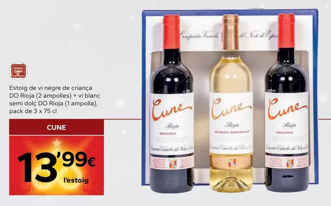 Oferta de Cune - Estoig De Vi Negre De Criança Do Rioja por 13,99€ en Caprabo